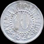 Jeton de 10 centimes 1922 �mis par les Galeries Modernes - G.Peyri�re � R�almont (81120 - Tarn) - revers