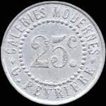Jeton de 25 centimes 1922 �mis par les Galeries Modernes - G.Peyri�re � R�almont (81120 - Tarn) - avers