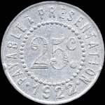 Jeton de 25 centimes 1922 �mis par les Galeries Modernes - G.Peyri�re � R�almont (81120 - Tarn) - revers