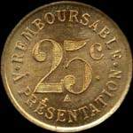Jeton de 25 centimes 1923 en laiton �mis par la Pharmacie Armand Blanc � R�almont (81120 - Tarn) - revers