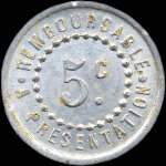 Jeton de 5 centimes 1922 �mis par la Pharmacie F.Gisclard � R�almont (81120 - Tarn) - revers