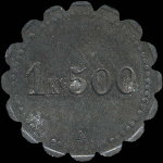 Jeton de 1 kg 500 rond lob� �mis par la Soci�t� Coop�rative l'Union Prol�tarienne � Renaz� (53800 - Mayenne) - revers