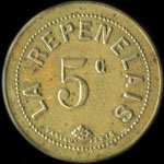 Jeton de 5 centimes �mis par La Repenelais � Renaz� (53800 - Mayenne) - avers