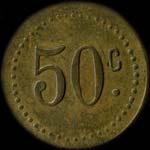 Jeton de 50 centimes émis par la Cantine Dieffenthaler du 10ème Régiment d'Artillerie à Rennes (35000 - Ille-et-Vilaine) - revers