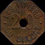 Jeton de 20 centimes du type 2 émis par Les Foyers du Soldat à Rennes (35000 - Ille-et-Vilaine) - avers