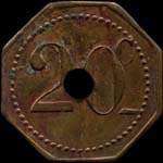 Jeton de 20 centimes du type 2 émis par Les Foyers du Soldat à Rennes (35000 - Ille-et-Vilaine) - revers