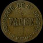Jeton de 1 franc �mis par la Fonderie de Saint-Joseph - Faure � Revin (08500 - Ardennes) - avers