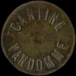 Jeton de 1 franc émis par la Cantine Vandomme (92ème Régiment d'Infanterie) à Riom (63200 - Puy-de-Dôme) - avers