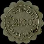 Jeton de 2 francs émis par la Coopérative Civile La Solidarité à Roanne (42300 - Loire) - avers