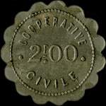 Jeton de 2 francs �mis par la Coop�rative Civile La Solidarit� � Roanne (42300 - Loire) - revers