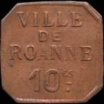 Jeton de 10 centimes émis par la Ville de Roanne (42300 - Loire) - avers