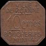 Jeton de 10 centimes émis par la Ville de Roanne - Boucheries Municipales (42300 - Loire) - avers