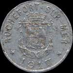 Jeton de 5 centimes 1917 (type 1: haut du c align� avec haut du 5 au revers) �mis par le Syndicat du Commerce et de l'Industrie de Rochefort-sur-Mer (17300 - Charente-Maritime) - avers