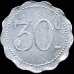 Jeton de 30 centimes (type avec trait droit) �mis par le Caf� de la Paix � La Rochelle (17000 - Charente-Maritime) - revers