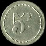 Jeton de 5 francs �mis par le Casino de La Rochelle (17000 - Charente-Maritime) - revers