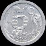 Jeton de 5 centimes 1922 �mis par la Soci�t� du Commerce de La Rochelle (17000 - Charente-Maritime) - revers