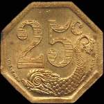 Jeton de 25 centimes 1922 (pi�ce d'essai en laiton) �mis par la Soci�t� du Commerce de La Rochelle (17000 - Charente-Maritime) - revers