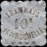 Jeton de 10 centimes (type 1 de revers - pas de triangle et trait sous c au 3/4 du 0) émis par les Tramways de la Rochelle (17000 - Charente-Maritime) - avers