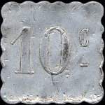 Jeton de 10 centimes (type 1 de revers - pas de triangle et trait sous c au 3/4 du 0) �mis par les Tramways de la Rochelle (17000 - Charente-Maritime) - revers
