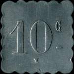 Jeton de 10 centimes (type 3 de revers - triangle vers le bas, trait sous c au 3/4 du 0, petit c) �mis par les Tramways de la Rochelle (17000 - Charente-Maritime) - revers