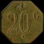 Jeton en laiton octognonal de 20 centimes avec contremarque TLR �mis par les Tramways de la Rochelle (17000 - Charente-Maritime) - revers