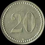 Jeton de 20 (francs) avec N&ordm; 185 �mis par le Casino de La Roche-Posay (86270 - Vienne) - revers