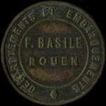 Jeton de 15 �mis par F.Basile - D�barquements et Embarquements � Rouen (76000 - Seine-Maritime) - avers