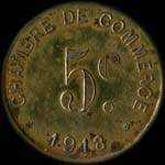 Jeton de 25 centimes 1918 (pi�ce d'essaie en laiton) �mis par la Chambre de Commerce de Rouen (76000 - Seine-Maritime) - revers
