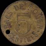Jeton de 5 centimes �mis par la Soci�t� des Steamers Omnibus � Rouen (76000 - Seine-Maritime) - revers