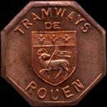 Jeton Bon pour une section - banlieue en cuivre �mis par les Tramways de Rouen (76000 - Seine-Maritime) - avers