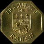 Jeton Bon pour une section - banlieue en laiton �mis par les Tramways de Rouen (76000 - Seine-Maritime) - avers