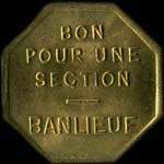 Jeton Bon pour une section - banlieue en laiton �mis par les Tramways de Rouen (76000 - Seine-Maritime) - revers
