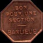 Jeton Bon pour une section - banlieue en cuivre �mis par les Tramways de Rouen (76000 - Seine-Maritime) - revers