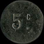Jeton de 5 centimes �mis par Restauration Royat (63130 - Puy-de-D�me) - revers