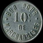 Jeton de 10 centimes 1922 �mis par l'Epicerie Bagouet - Lainages - Mercerie � Ruffec (16700 - Charente) - revers