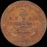Jeton de n�cessit� de 3 sols - An III �mis par la Caisse de Bonne Foi pendant la R�volution fran�aise - revers
