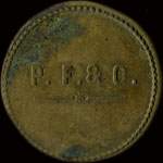Jeton de 1 franc émis par P. F. & O. (Perret Frères & Olivier) à Sain-Bel (69210 - Rhône) - avers