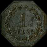 Jeton de 1 franc émis par P. S. F. (Perret et Ses Fils) à Sain-Bel (69210 - Rhône) - revers