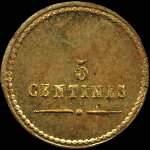 Jeton de 5 centimes émis par P. F. & O. (Perret Frères & Olivier) à Sain-Bel (69210 - Rhône) - revers