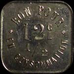 Jeton de 12 1/2 centimes �mis par le Caf� Fran�on � Saint-Bonnet-les-Oulles (42330 - Loire) - revers