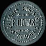 Jeton de 5 centimes �mis par l'Epicerie Parisienne P.Domas � Saint-Claude (39200 - Jura) - avers