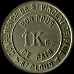 Jeton Bon pour 1 Kg de pain �mis par la Conf�rence de Saint-Vincent de Paul � Saint-Cloud (92210 - Hauts-de-Seine) - avers