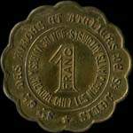 Jeton de 1 franc (avec contremarque S.D. au revers) émis par la Société Générale des Forges et Ateliers de Saint-Denis (93200 - Seine-Saint-Denis) - avers