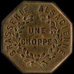 Jeton de Une Choppe - 1857 �mis par la Brasserie Alsacienne � Sainte-Marie-aux-Mines (68160 - Haut-Rhin) - revers
