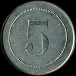 Jeton de 5 centimes �mis par les Nouvelles Galeries - Saintes - Clients Associ�s - Ouvert le Dimanche � Saintes (17100 - Charente-Maritime) - revers