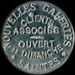 Jeton de 10 centimes avec poin�on carr� au revers �mis par les Nouvelles Galeries - Saintes - Clients Associ�s - Ouvert le Dimanche � Saintes (17100 - Charente-Maritime) - avers
