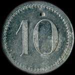 Jeton de 10 centimes avec poin�on carr� au revers �mis par les Nouvelles Galeries - Saintes - Clients Associ�s - Ouvert le Dimanche � Saintes (17100 - Charente-Maritime) - revers