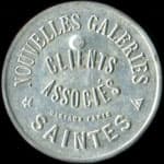 Jeton de 25 centimes avec poin�on carr� au revers �mis par les Nouvelles Galeries - Saintes - Clients Associ�s � Saintes (17100 - Charente-Maritime) - avers