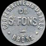 Jeton de 5 centimes �mis par la Coop�rative des Usines de St-Fons (69190 - Rh�ne) - avers