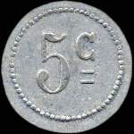 Jeton de 5 centimes �mis par la Coop�rative des Usines de St-Fons (69190 - Rh�ne) - revers